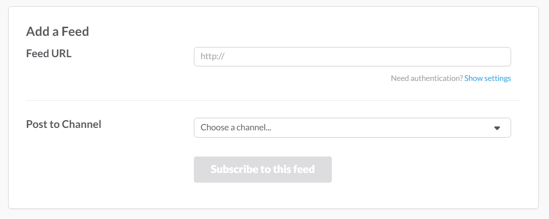you can paste a feed and pick a channel from the main RSS page