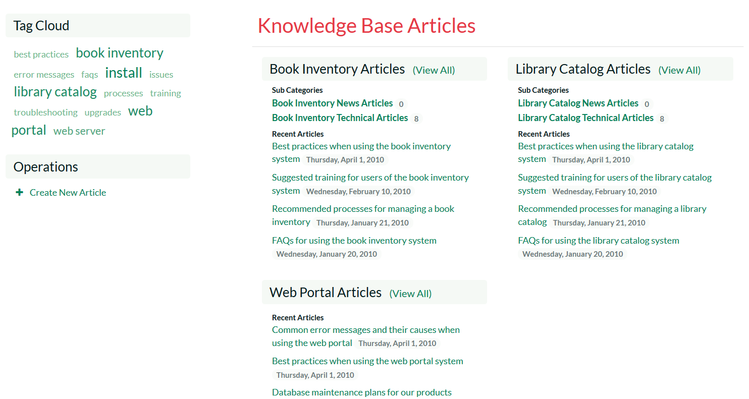 Knowledge Base Screenshot