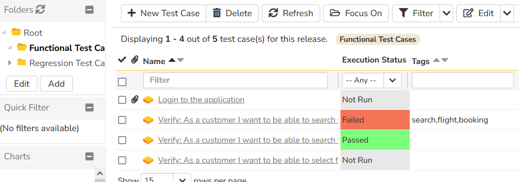 Listing test cases with tags