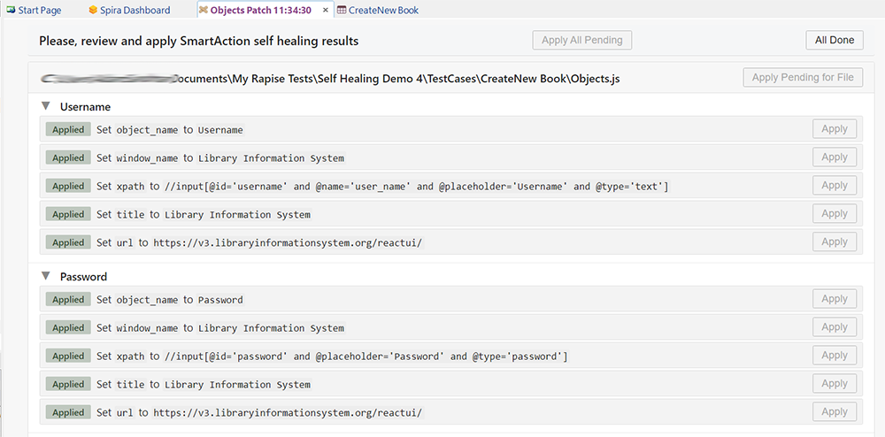 Rapise Self-Healing using AI