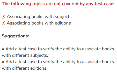 Test coverage suggestions