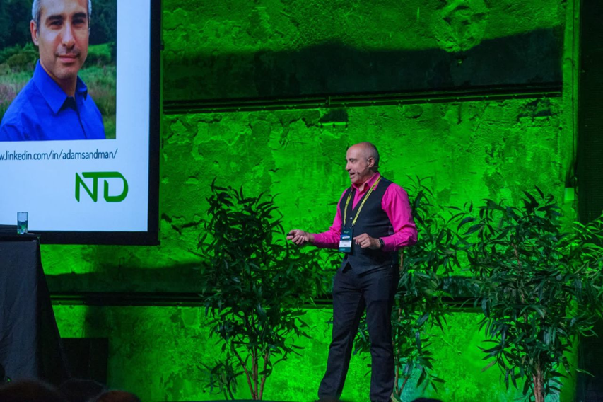 Adam Sandman on stage at Nordic Testing Days 2026