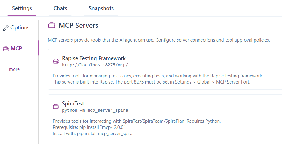 Configuring MCP Servers in Rapise
