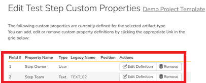 Test Step Custom Property Setup