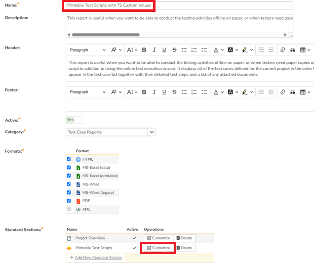 Update Name and Access Editable Section