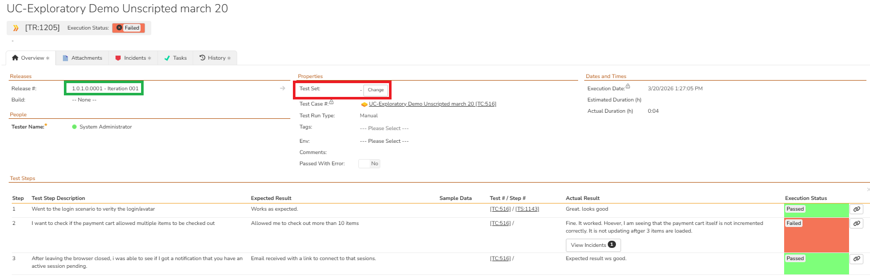 Test Run from Test Case without a Test Set