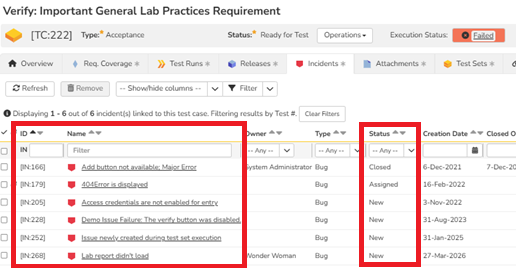 Test Case to Incident Setup